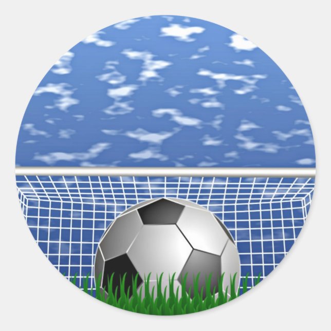 Sticker Rond Boule de football dans le net, design populaire (Devant)