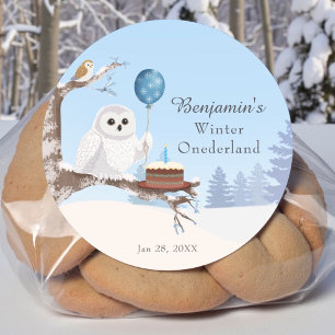 Sticker Rond Boule de neige de l'hiver Onederland Anniversaire 
