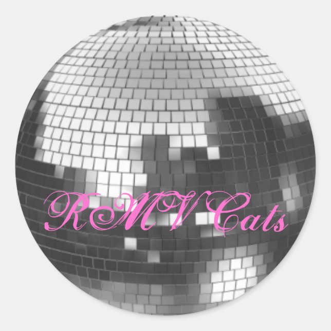 Sticker Rond Boule Disco, chats RMV (Devant)
