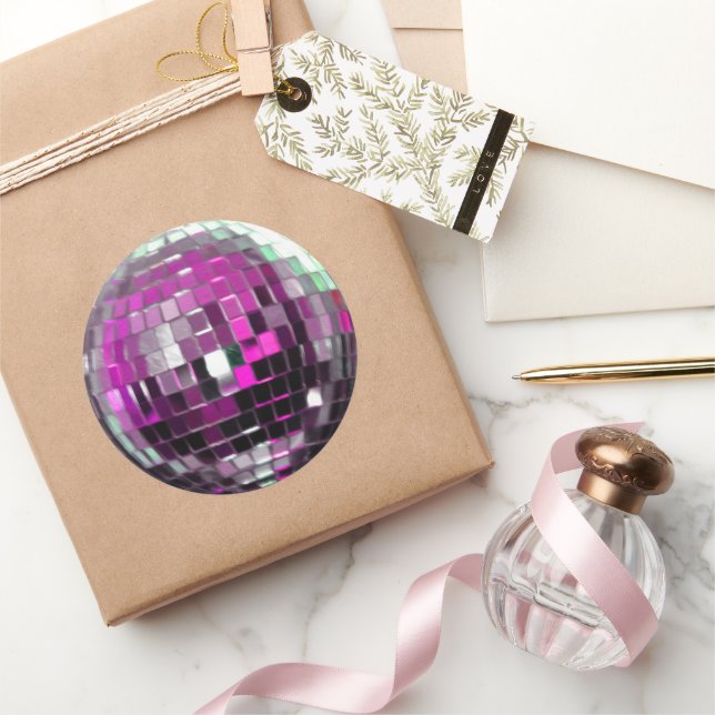 Sticker Rond Boule Disco En Métal Rose (Cadeaux)