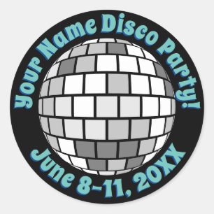 Sticker Rond Boule disco rétro PERSONALISÉE