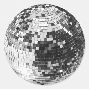 Sticker Rond Boule disco rétro scintillement paillettes argent 