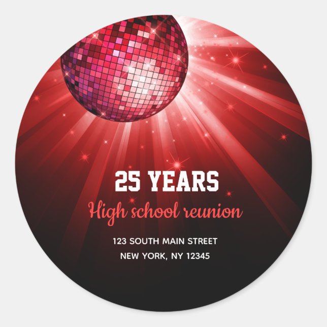 Sticker Rond Boule Disco rouge (Devant)
