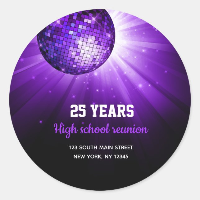 Sticker Rond Boule Disco violet (Devant)