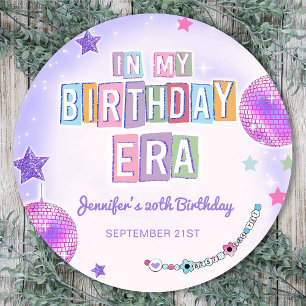 Sticker Rond Boule Disco Violet Dans Mon Anniversaire