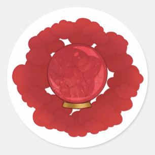 Sticker Rond Boule en cristal recouvert de rouge rubis