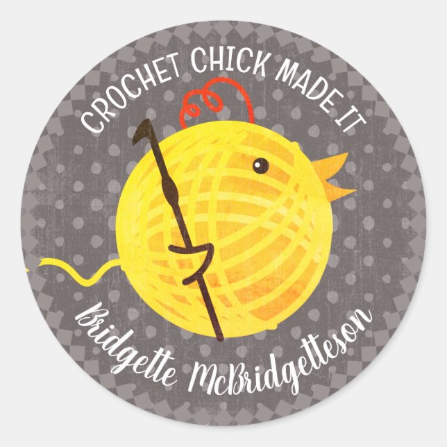Sticker Rond Boule en fils de poussette Crochet fait à la main  (Devant)