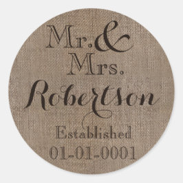 Sticker Rond Boule-Look Rustique Mariage personnalisable