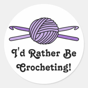 Sticker Rond Boule pourpre des crochets de fil et de crochet