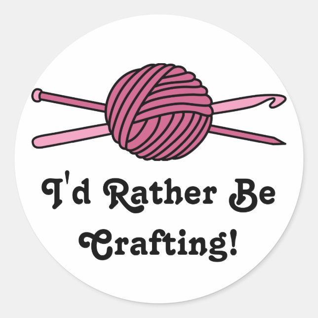 Sticker Rond Boule rose de fil (Knit et crochet) (Devant)