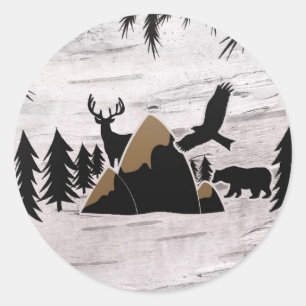 Sticker Rond Bouleau rustique extérieur sauvage un 1er annivers