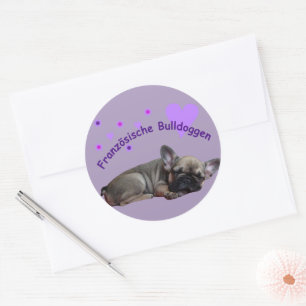 Sticker Rond Bouledogue français Anniversaire Bouledogue França