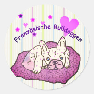 Sticker Rond Bouledogue français Anniversaire French Bulldog