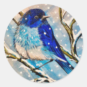 Sticker Rond Boulequin de montagne en neige de Noël