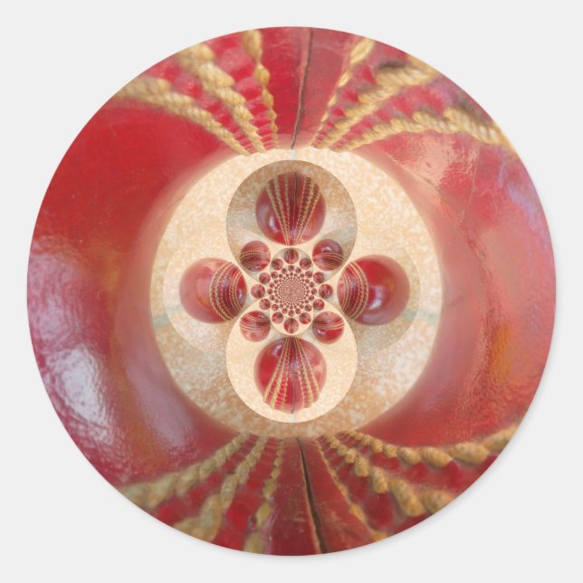 Sticker Rond Boules de cricket rouge Art Abstrait Design d'impr (Devant)