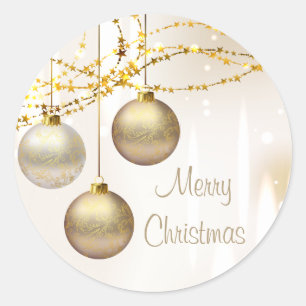 Sticker Rond Boules de Noël ornées d'argent et d'or