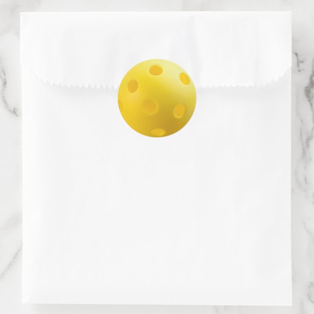 Sticker Rond Boules de Pickleball Jaune, Servant 0-0-2, sur Bla (Sac)
