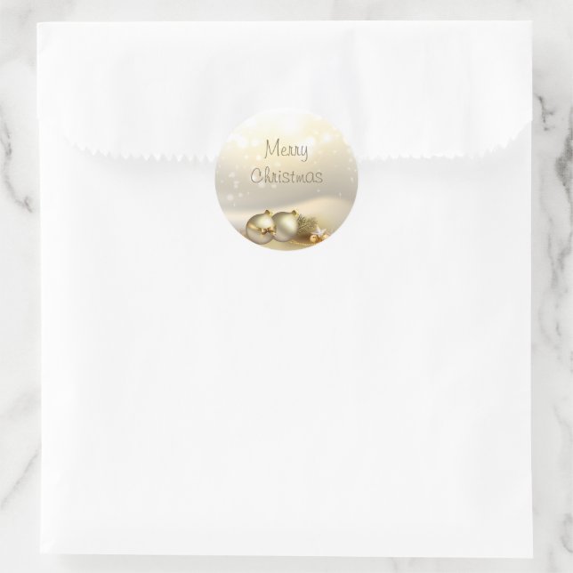 Sticker Rond Boules d'or, cloches et étoiles (Sac)