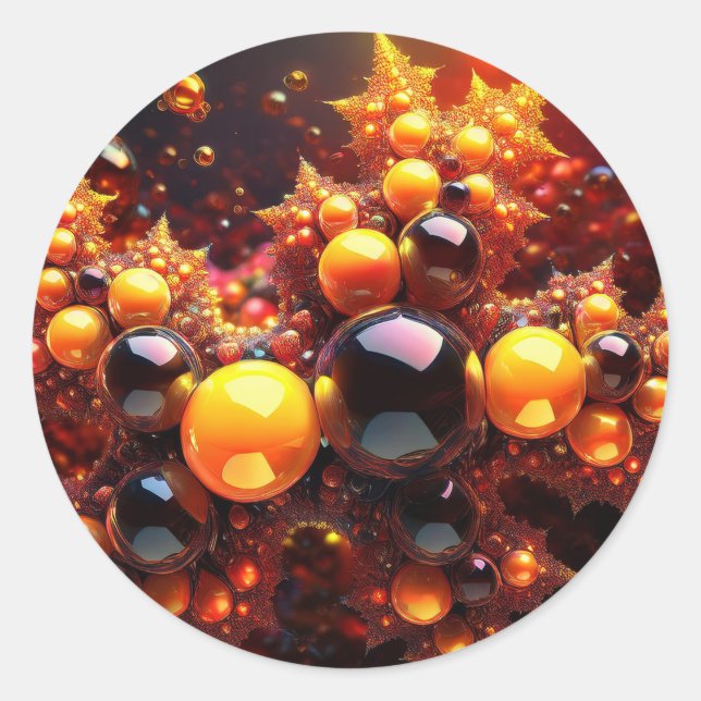 Sticker Rond Boules D'Or Et Étoiles Fractées (Devant)