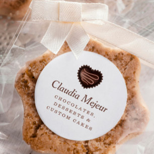 Sticker Rond Boulon au chocolat simple moderne blanc