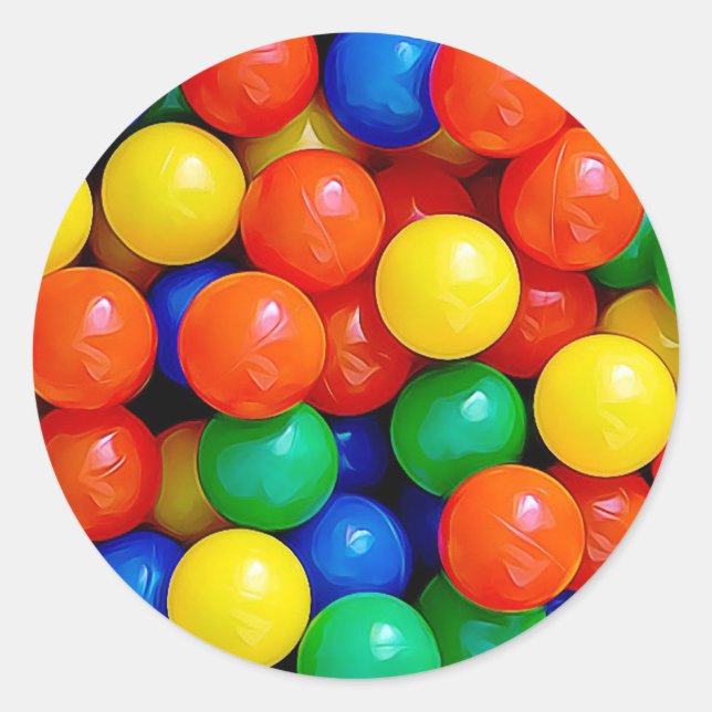 Sticker Rond Bouncy Balls Anniversaire (Devant)