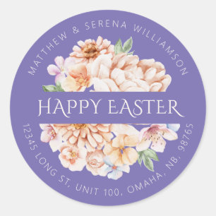 Sticker Rond Bouquet botanique pourpre de printemps