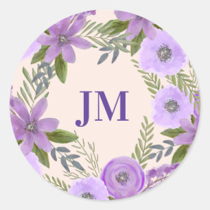 Sticker Rond Bouquet d'aquarelle rose corail