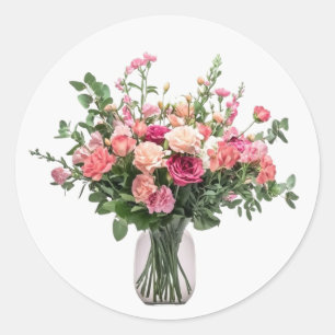 Sticker Rond Bouquet de belles fleurs Art floral