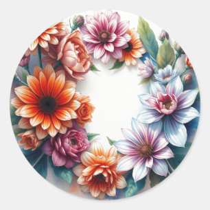 Sticker Rond Bouquet de fleurs aquarelle élégante