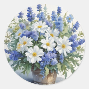 Sticker Rond Bouquet de fleurs aquarelle élégante
