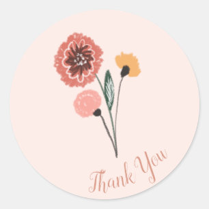 Sticker Rond Bouquet de Fleurs Sauvages Art Floral Remerciement
