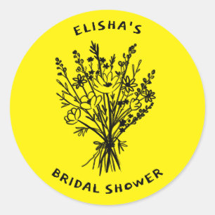 Sticker Rond Bouquet de fleurs sauvages Mariage champêtre et fa