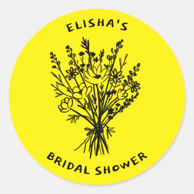Sticker Rond Bouquet de fleurs sauvages Mariage champêtre et fa (Devant)