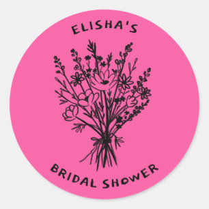 Sticker Rond Bouquet de fleurs sauvages Mariage champêtre et fa