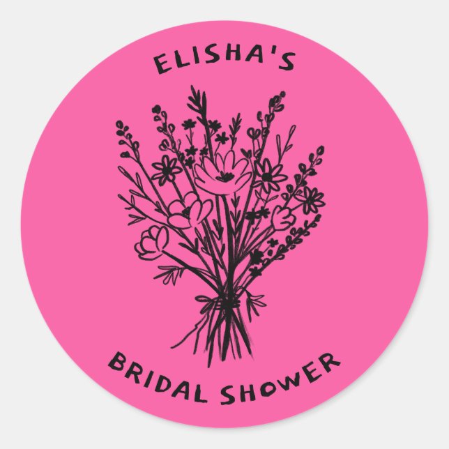 Sticker Rond Bouquet de fleurs sauvages Mariage champêtre et fa (Devant)