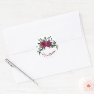 Sticker Rond Bouquet de Noël Red Roses