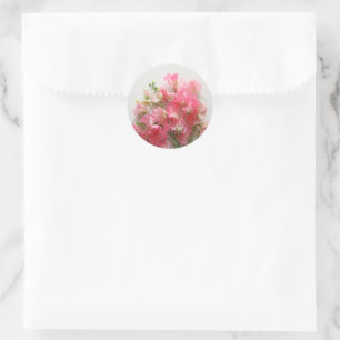 Sticker Rond Bouquet de pois doux rose mariage