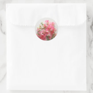 Sticker Rond Bouquet de pois doux rose mariage