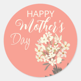 Sticker Rond Bouquet floral blanc / Fête des mères