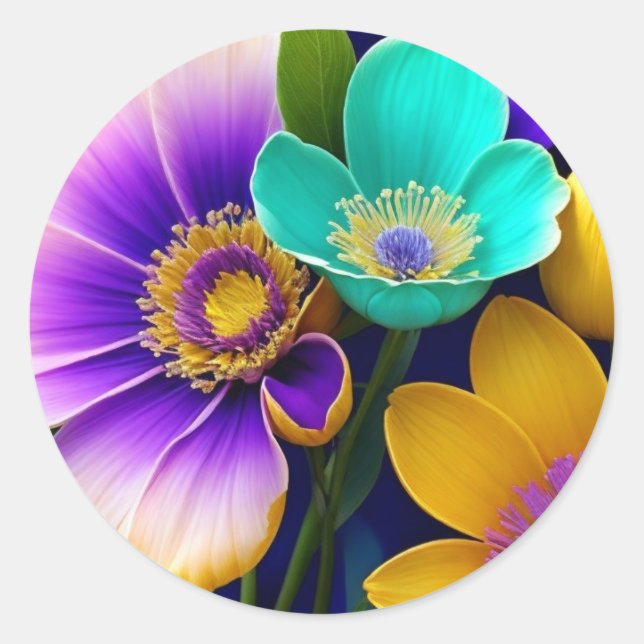 Sticker Rond Bouquet gai (Devant)