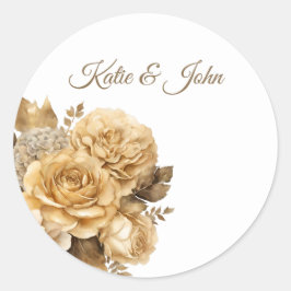 Sticker Rond Bouquet-Mariage de fleurs neutres