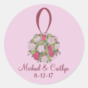 Sticker Rond Bouquet personnalisé Fête des mariées Fleurs de ma