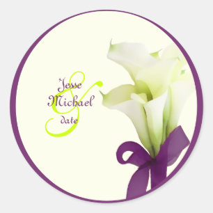 Sticker Rond Bouquet PixDezines, lys calles blancs