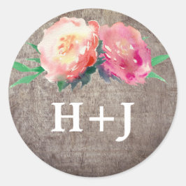 Sticker Rond Bouquet Rustique Mariage Enveloppe Phoques