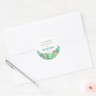 Sticker Rond Bouquet Succulent Botanique Floral Mariage Favoris
