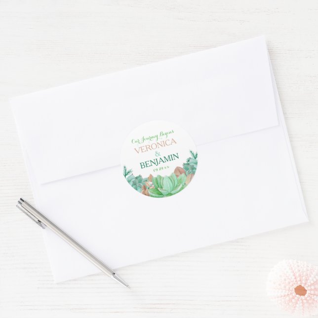 Sticker Rond Bouquet Succulent Botanique Floral Mariage Favoris (Enveloppe)