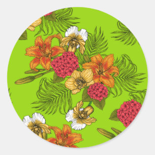 Sticker Rond Bouquet tropical