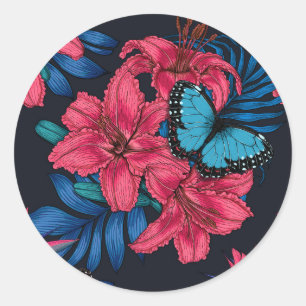 Sticker Rond Bouquet tropical