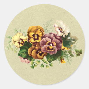 Sticker Rond Bouquet vintage de pensées