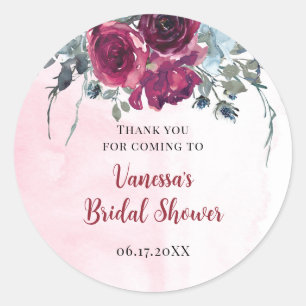 Sticker Rond Bouquets Floraux Bourgogne Aquarelle